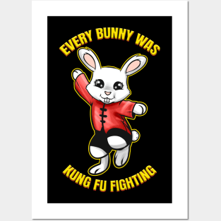 Kung Fu Fighting Easter Bunny On Easter Posters and Art